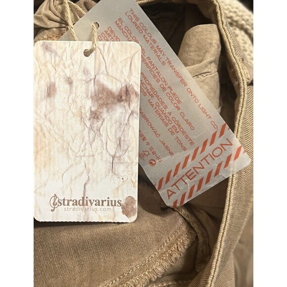 NWT Stradivarius Women's Beige Skinny Jeans Lace-Up Hem Size EU 38 US 6 - Picture 7 of 8